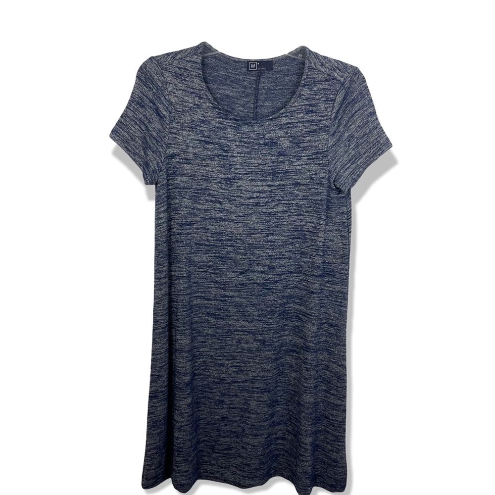 Gap Shift DressCrew Neck Cap Sleeve Heather Navy Blue Lightweight Soft Rayon M